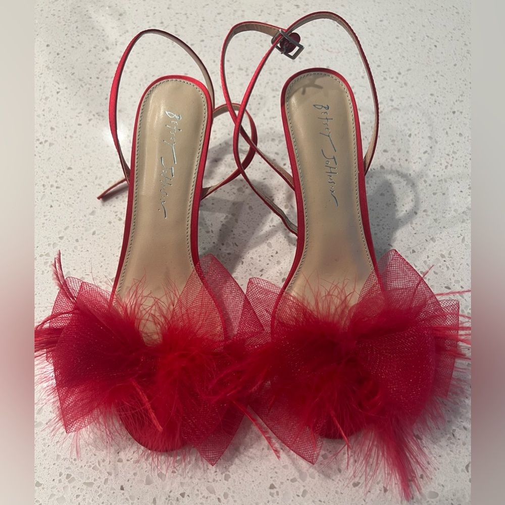 Betsey Johnson Bow Sandals with Feathers